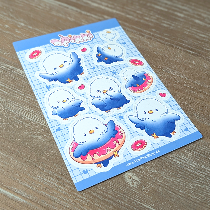 Sticker Sheet - Wellensittich blau