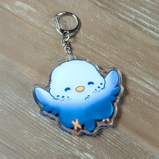 Schlüsselanhänger - Wellensittich blau