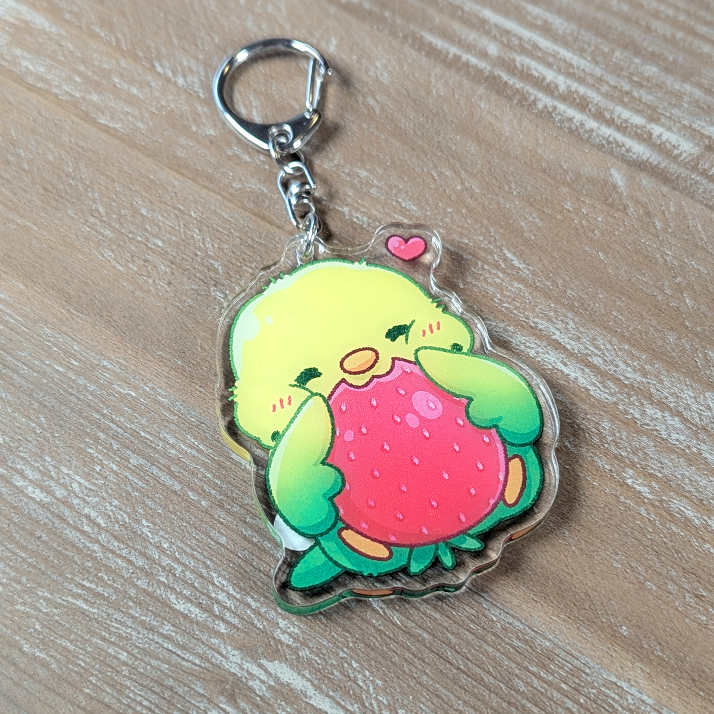 Schlüsselanhänger - Wellensittich mit Erdbeer