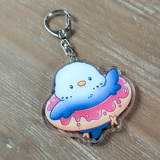 Schlüsselanhänger - Wellensittich im Donut