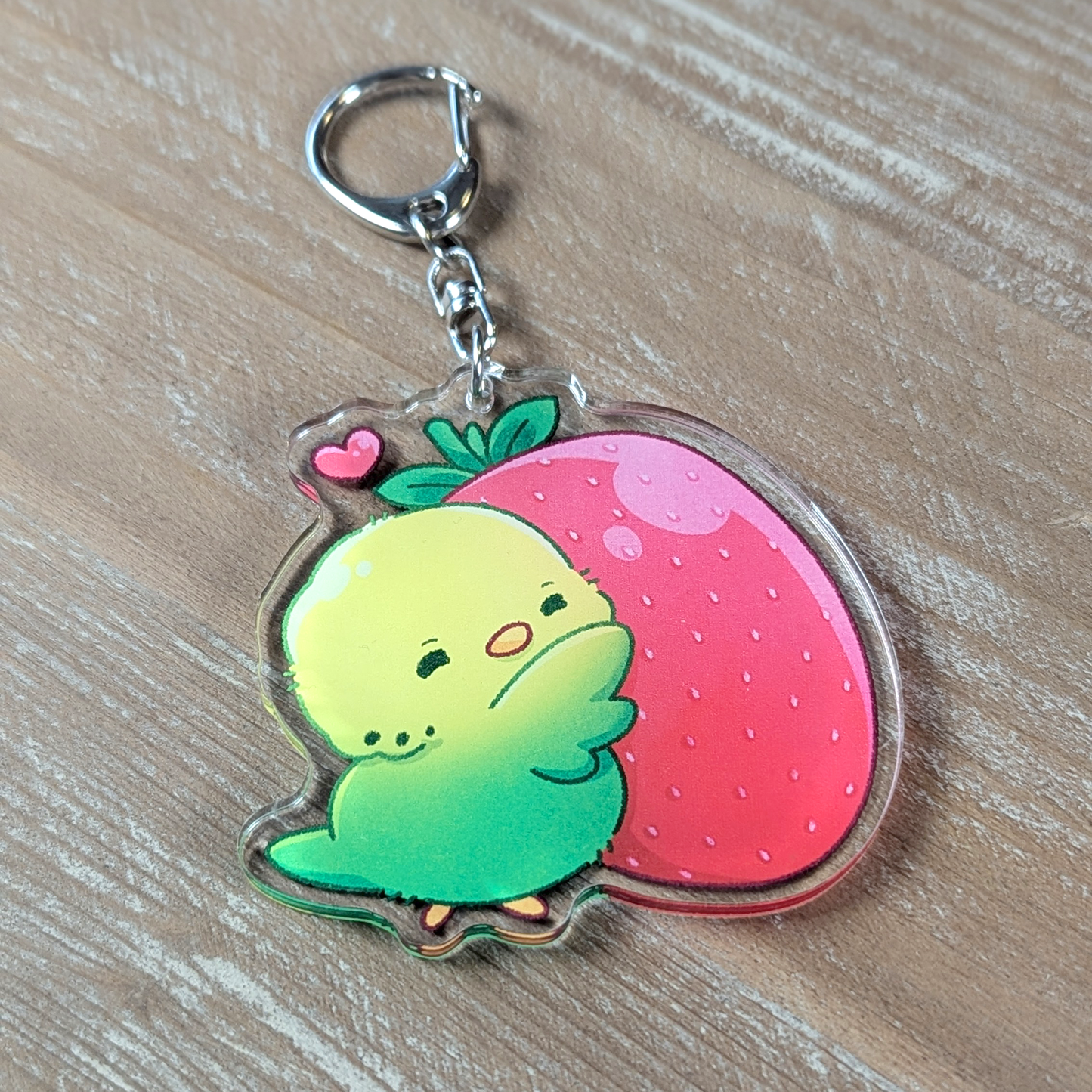 Schlüsselanhänger - Wellensittich mit Erdbeer