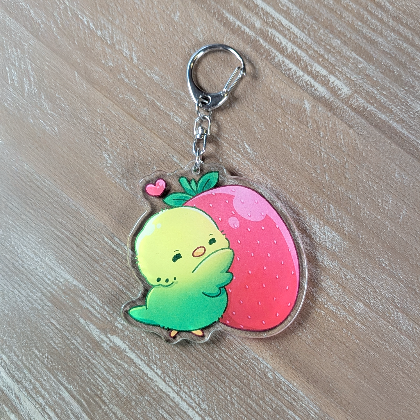 Schlüsselanhänger - Wellensittich mit Erdbeer