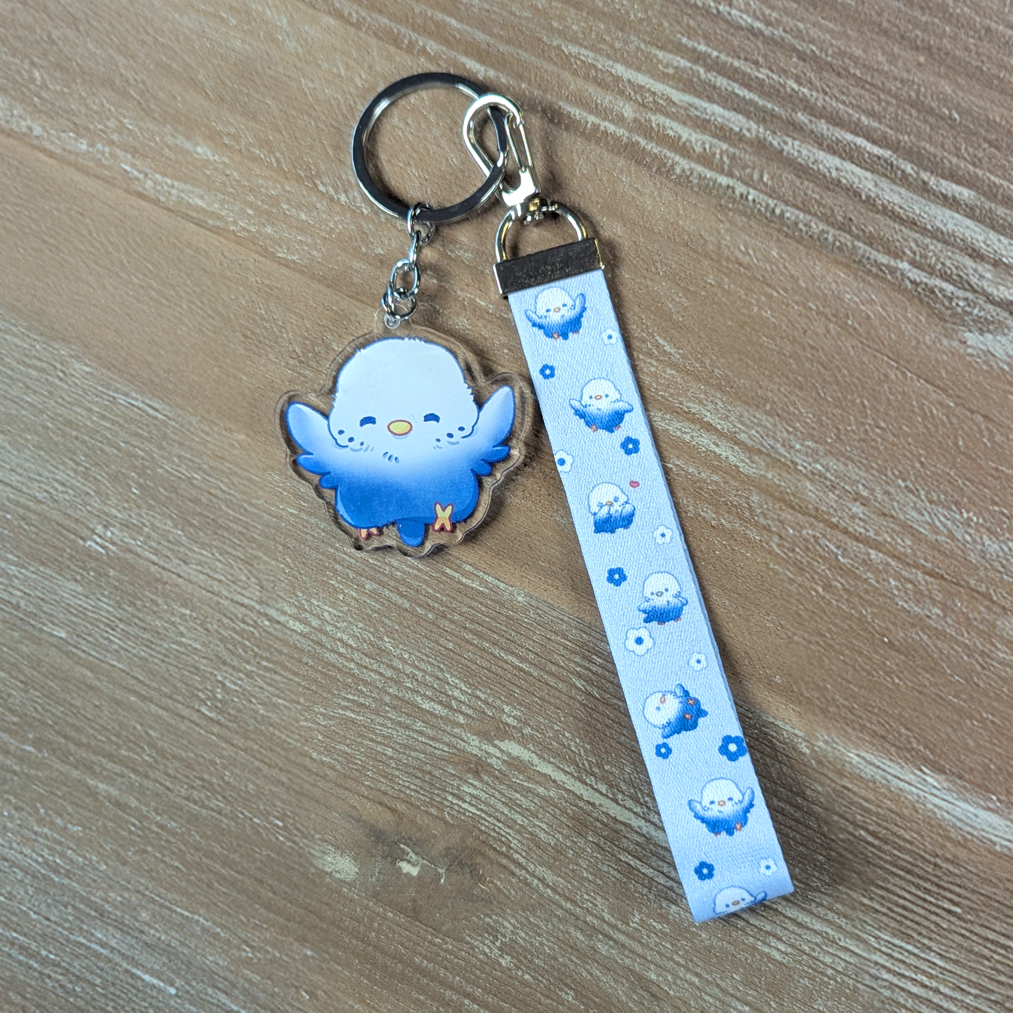 Lanyard & Charm - Wellensittich blau