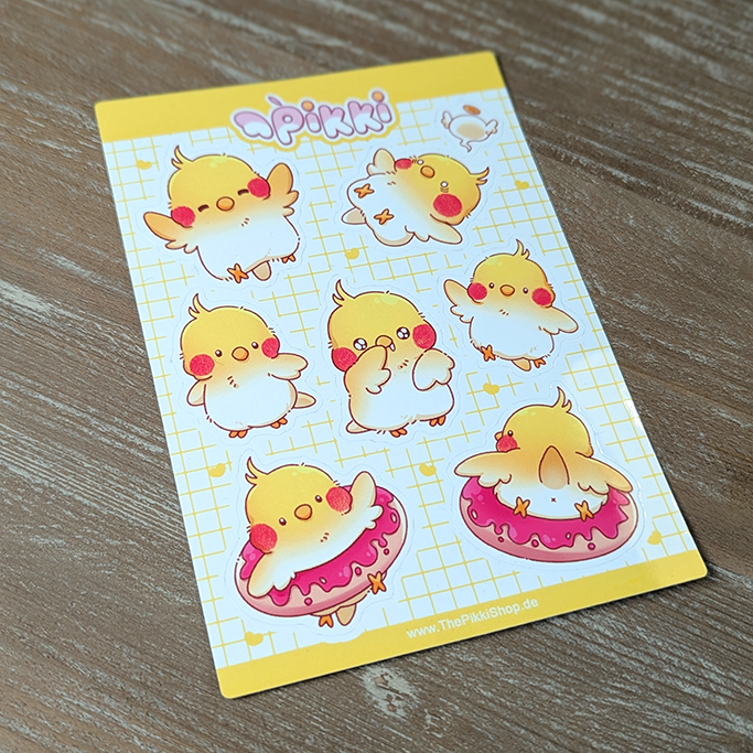 Sticker Sheet - Nymphensittich gelb